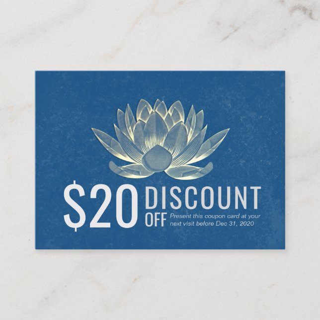 Tarjeta De Descuentos YOGA Meditation Instructor Discount Coupon Lotus (Anverso)
