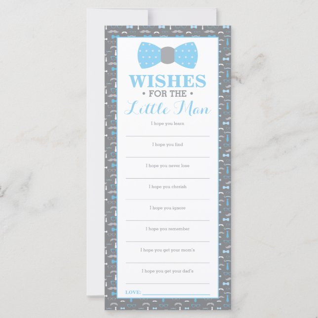 Tarjeta de deseo, Baby Shower, pequeño hombre (Anverso)