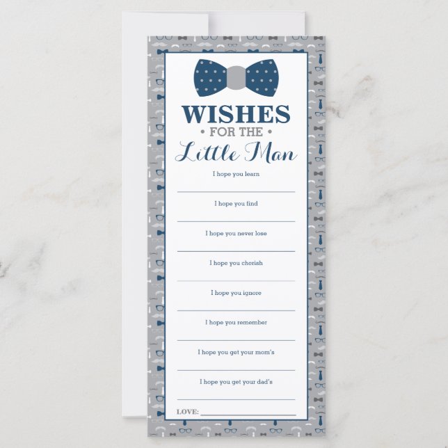 Tarjeta de deseo, Baby Shower, pequeño hombre (Anverso)