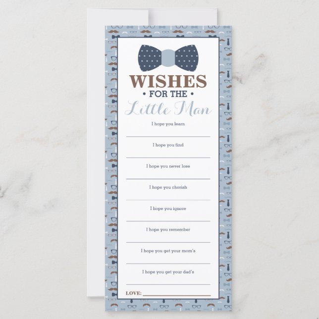 Tarjeta de deseo, Baby Shower, pequeño hombre (Anverso)