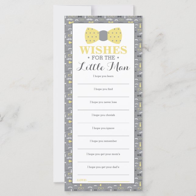 Tarjeta de deseo, Baby Shower, pequeño hombre (Anverso)