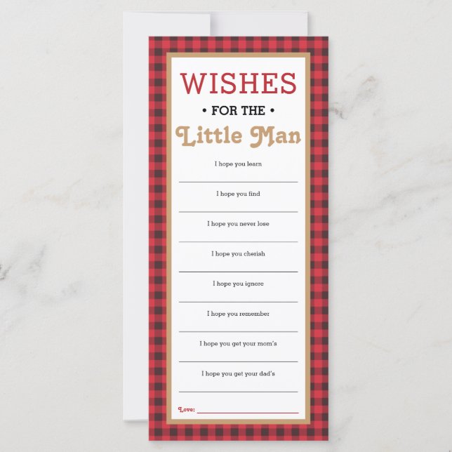 Tarjeta de deseo, Baby Shower, pequeño hombre (Anverso)