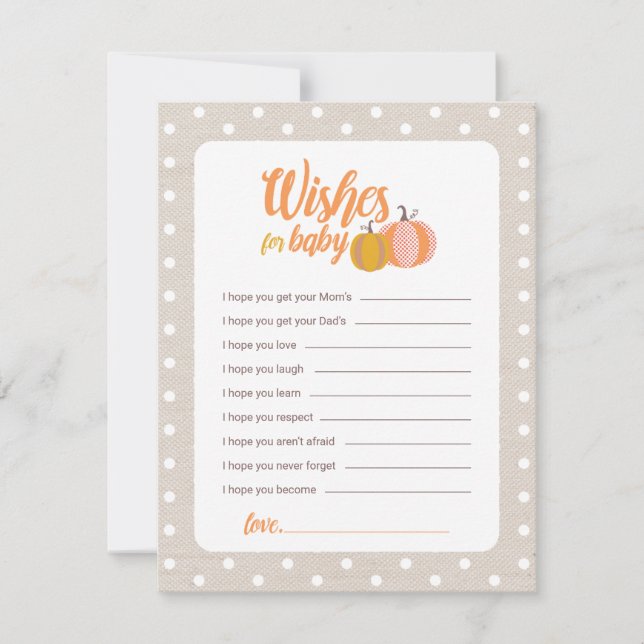 Tarjeta de deseo de Baby Shower Rustic Fall (Anverso)