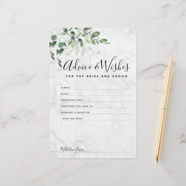 Tarjeta de deseo de consejo para novias y novias d (Anverso/Reverso In Situ)