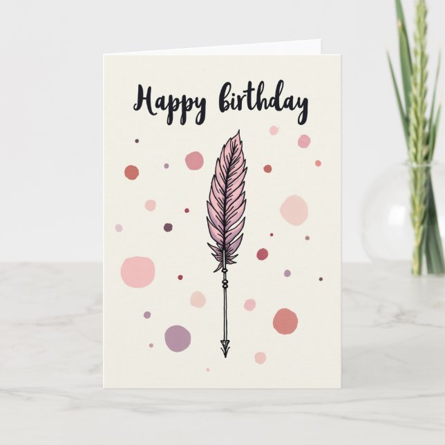 Tarjeta de deseo de cumpleaños con letra Pluma (Anverso)