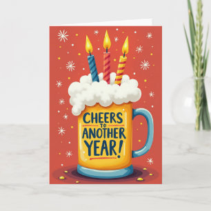 Tarjeta de deseo de cumpleaños con taza amarilla