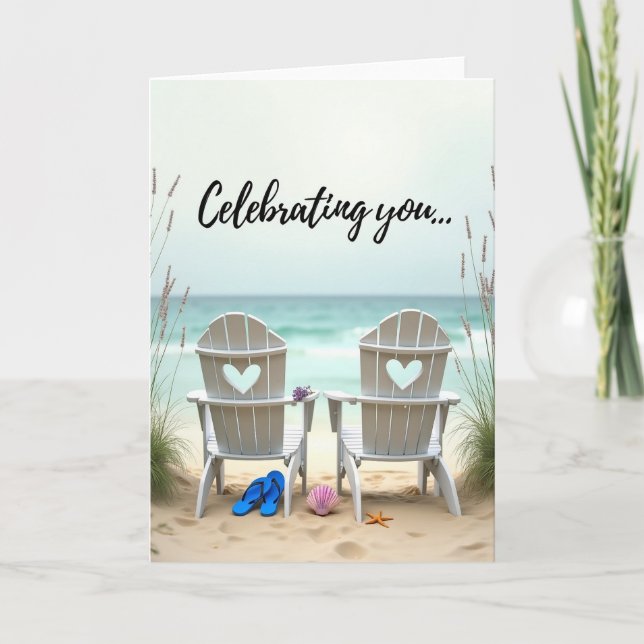 Tarjeta de deseo de cumpleaños costera (Anverso)