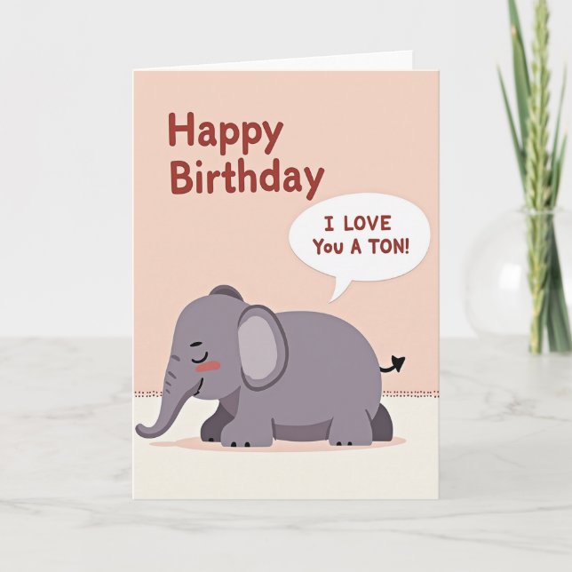 Tarjeta de deseo de cumpleaños de elefante (Anverso)
