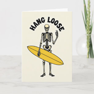 Tarjeta de deseo de cumpleaños de Esqueleto Surfis