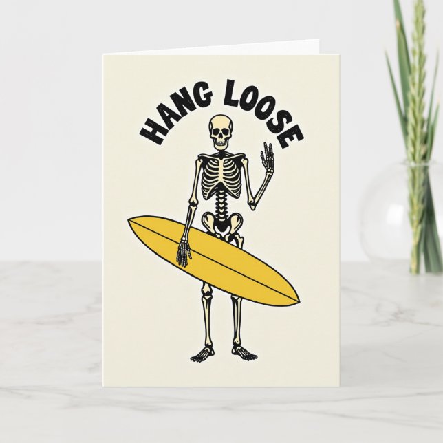 Tarjeta de deseo de cumpleaños de Esqueleto Surfis (Anverso)