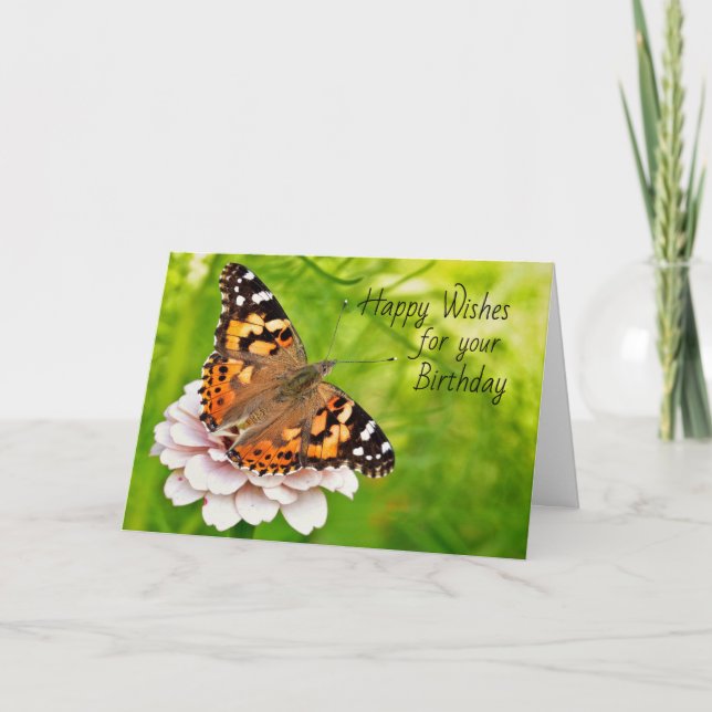 Tarjeta de deseo de cumpleaños de mariposa (Anverso)