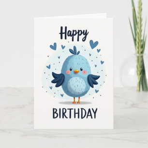 Tarjeta de deseo de cumpleaños de pájaro azul