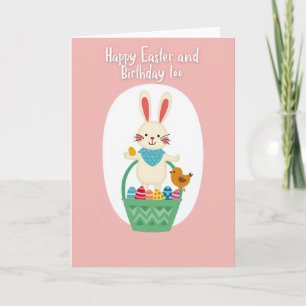 Tarjeta de deseo de cumpleaños de Pascua de coneji