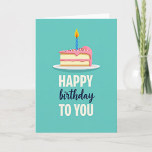 Tarjeta de deseo de cumpleaños de pastel de color 