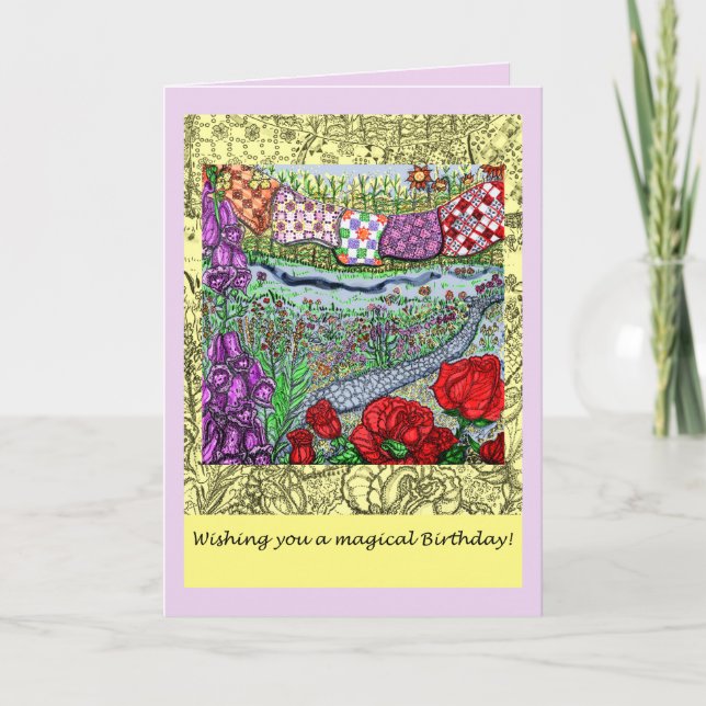 Tarjeta de deseo de cumpleaños del jardín mágico (Anverso)