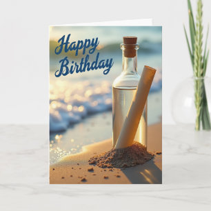 Tarjeta de deseo de cumpleaños en la orilla del ma
