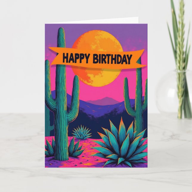 Tarjeta de deseo de cumpleaños estilizada del desi (Anverso)