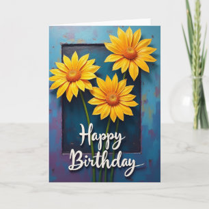 Tarjeta de deseo de cumpleaños Flor de Amarillo