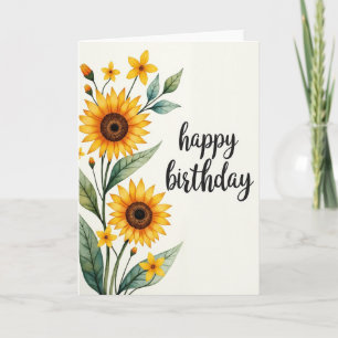 Tarjeta de deseo de cumpleaños Flor dorada floreci