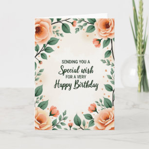 Tarjeta de deseo de cumpleaños floral