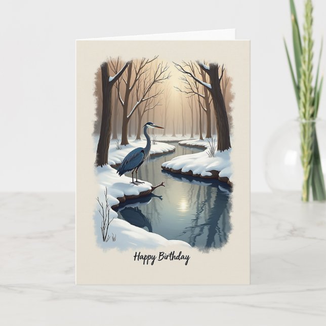 Tarjeta de deseo de cumpleaños Pájaro Invernal (Anverso)
