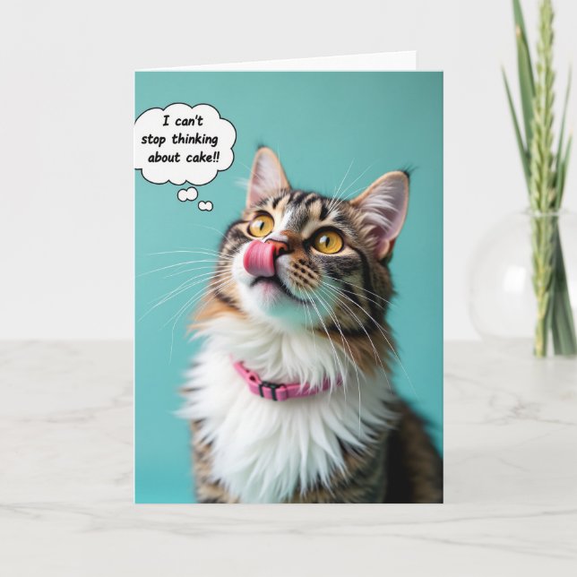 Tarjeta de deseo de cumpleaños para gato atigrado (Anverso)