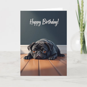 Tarjeta de deseo de cumpleaños para perro negro