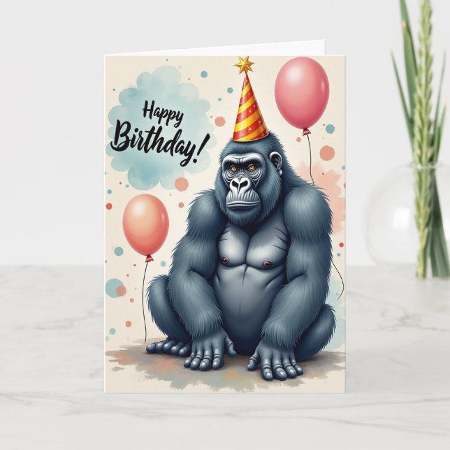 Tarjeta de deseo de cumpleaños para simios (Anverso)