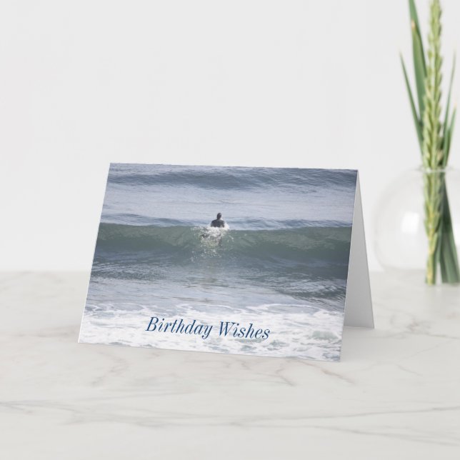 Tarjeta de deseo de cumpleaños para surfistas (Anverso)