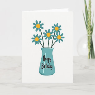 Tarjeta de deseo de cumpleaños Teal Bloom