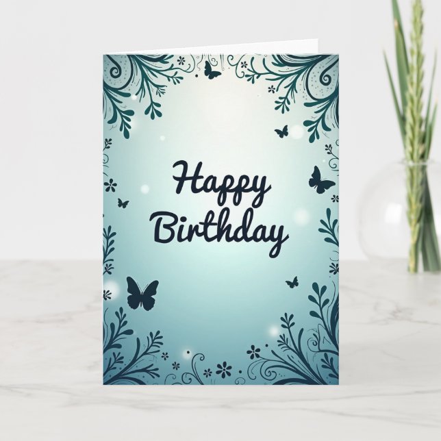 Tarjeta de deseo de cumpleaños verde turquesa (Anverso)