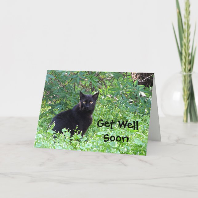 Tarjeta de deseo de gato negro (Anverso)