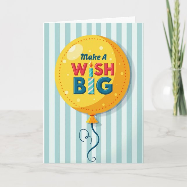 Tarjeta de deseo de globo amarillo (Anverso)