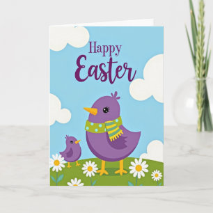 Tarjeta de deseo de Pascua de pájaros de primavera