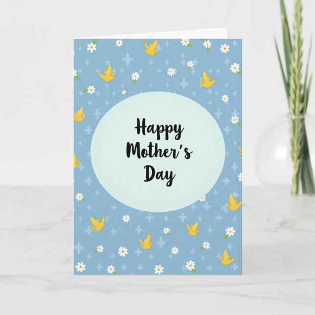 Tarjeta de deseo del Día de la Madre azul cielo (Anverso)