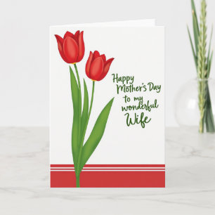 Tarjeta de deseo del Día de la Madre con flores ro