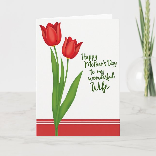 Tarjeta de deseo del Día de la Madre con flores ro (Anverso)