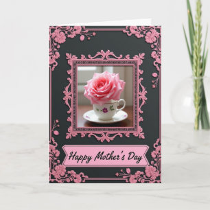 Tarjeta de deseo del Día de la Madre con Rosa Rosa