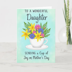 Tarjeta de deseo del día de la madre de taza de té