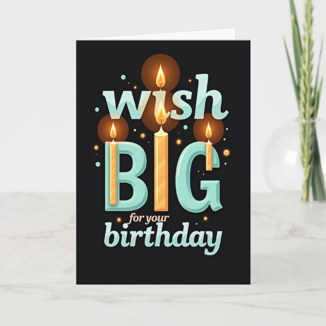 Tarjeta de deseo grande con brillo azul turquesa (Anverso)