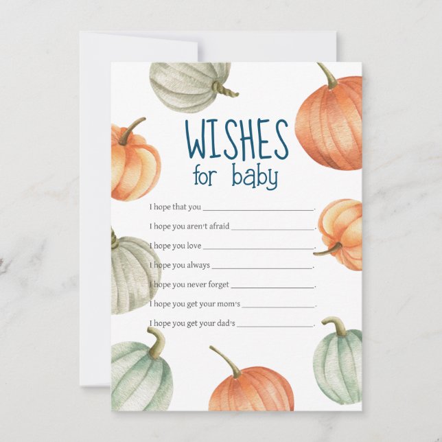 Tarjeta de deseo para bebé, Baby Shower Wish Card (Anverso)
