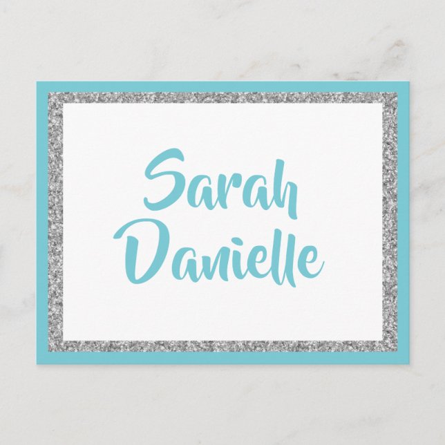 Tarjeta de deseo Purpurina azul y plateado (Anverso)