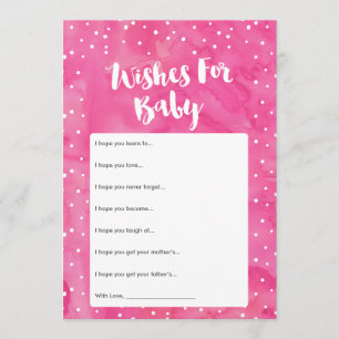 Tarjeta de deseos Baby Shower de color rosa-bebé