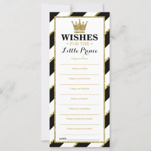 Tarjeta de deseos, Baby Shower, Prince, Faux Gold