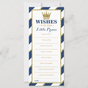 Tarjeta de deseos, Baby Shower, Prince, Faux Gold