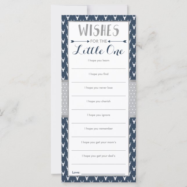 Tarjeta de deseos, Baby Shower, venado de Woodland (Anverso)