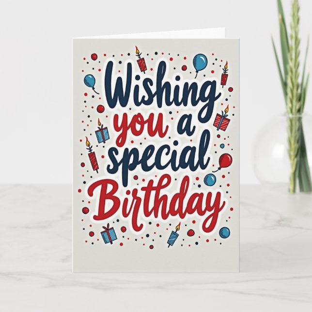 Tarjeta de deseos con globos de cumpleaños (Anverso)