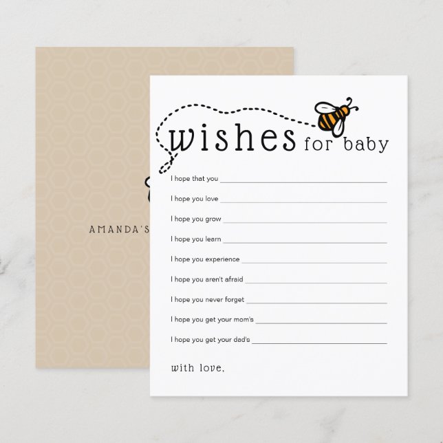 Tarjeta de deseos de abeja moderna para consejos d (Anverso / Reverso)