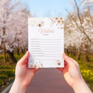 Tarjeta de deseos de Baby Shower Floral Honey Bee