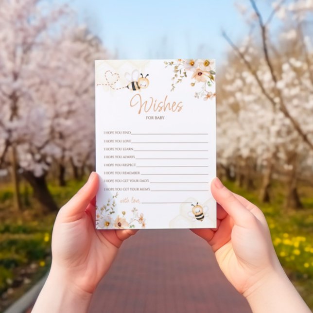 Tarjeta de deseos de Baby Shower Floral Honey Bee (Subido por el creador)